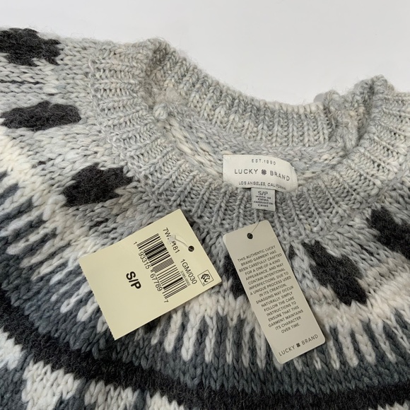NWT Lucky Brand Sz S Gray Fair Isle Sweater - Picture 3 of 7